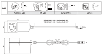 Mechanical Drawing - MEAN WELL GEM/GSM60 Medical Adapters